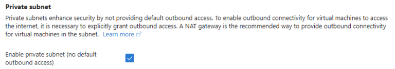 Disable privat Subnet