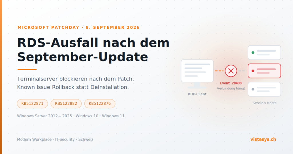RDS-Probleme nach Windows Update: unterbrochene RDP-Verbindung zu Windows Server Session Hosts mit Event 20498