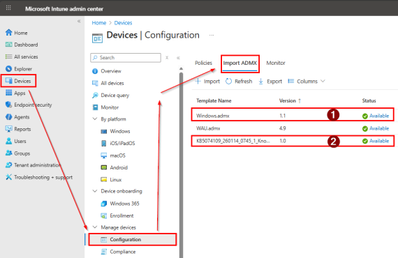 Intune ADMX / ADML Import